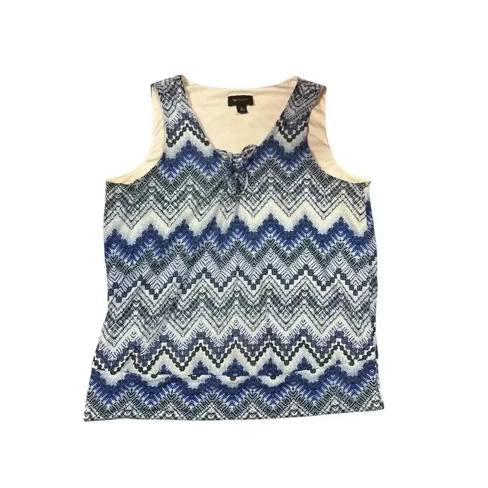 AB Studio Women's XL Blue Chevron Sleeveless Tank Top